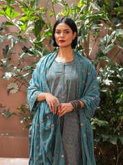 Naira Dusty Blue Pure Cotton Kurta Suit Set 4