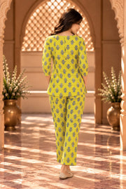 Nirali Yellow Block Print Co-ord Set - back view