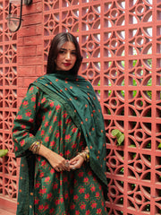 Naira Bottle Green Pure Cotton Kurta Suit Set 4