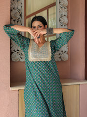 Fida Green Pure Cotton Kurta Suit Set 5