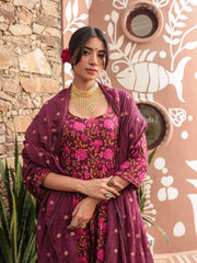Suhana Wine Pure Cotton Anarkali Suit Set 5