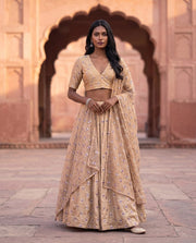 Beige Sequin Floral Embroidered Lehenga Set 2