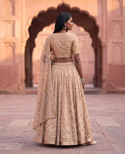 Beige Sequin Floral Embroidered Lehenga Set 3