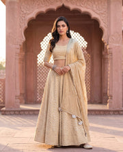 Beigani Beige Sequin Embroidered Lehenga Set 2