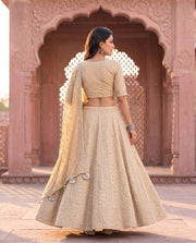 Beigani Beige Sequin Embroidered Lehenga Set 3