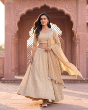 Beigani Beige Sequin Embroidered Lehenga Set 1