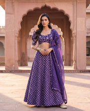 Purple Silver Embroidered Bridal Lehenga Set 2