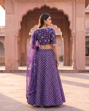 Purple Silver Embroidered Bridal Lehenga Set 3