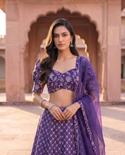 Purple Silver Embroidered Bridal Lehenga Set 4