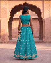 Saloni Rama Green Embroidered Lehenga Set 3