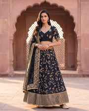 Black Peacock Jaal Embroidered Lehenga Set 4