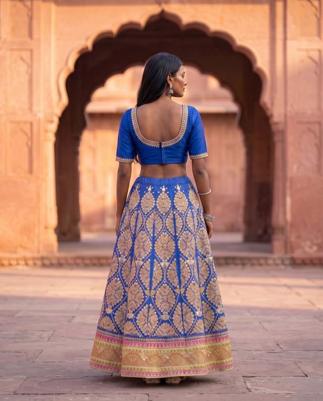 Saloni Royal Blue Gota Embroidered Lehenga Set