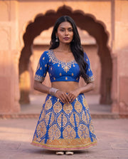 Saloni Royal Blue Gota Embroidered Lehenga Set 4