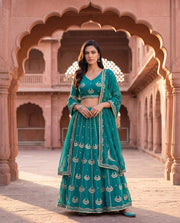 Saloni Teal Green Embroidered Lehenga Set 2