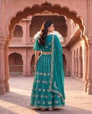 Saloni Teal Green Embroidered Lehenga Set 3