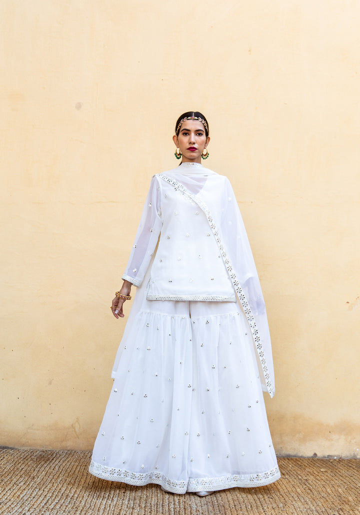 Hoor White Sharara Set