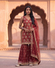 Maroon Gota Embroidered Sharara Set 4