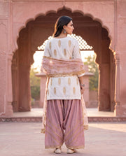 White Gold Print Farshi Salwar Kurta Set 3