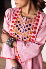 Arzu Peach Embroidered Co-Ord Set 2