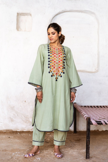 Arzu Green Embroidered Co -Ord Set