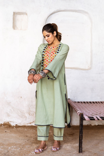 Arzu Green Embroidered Co -Ord Set