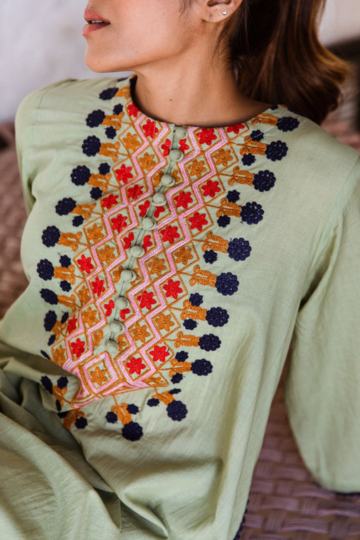 Arzu Green Embroidered Co -Ord Set