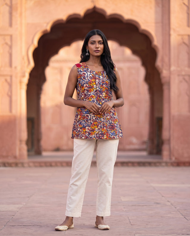 Multicolour Abstract Print Kurta Set With Dupatta