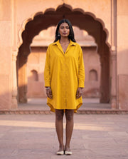 Mustard Yellow Cotton Collared Shirt 2