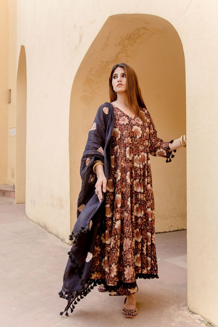 ACACIA BLACK ANARKALI SET Gulabo Jaipur