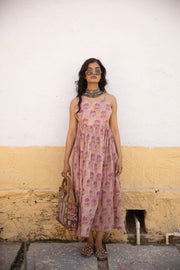 Block Print Coco Pink Cotton Dress 2
