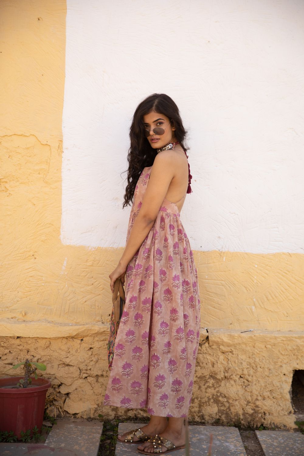 Block Print Coco Pink Cotton Dress