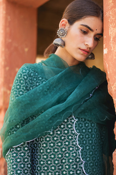 Classic Green Chikan Set Gulabo Jaipur