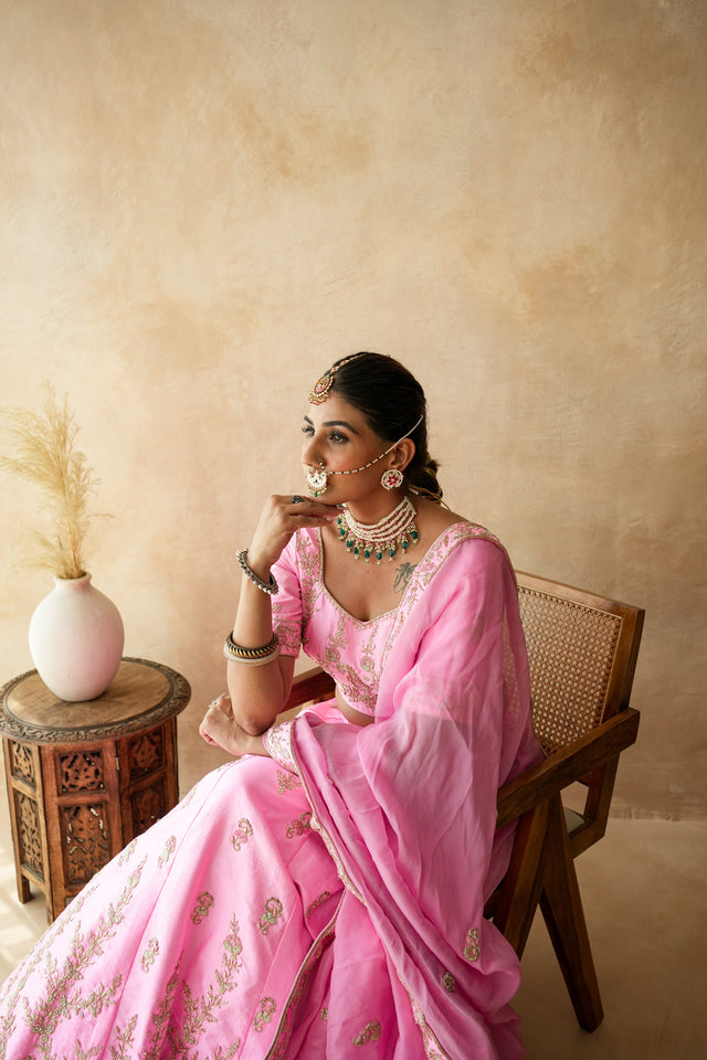Usma Pink Lehenga Set