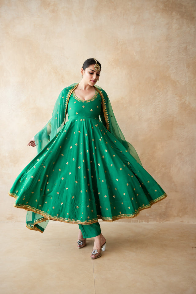 Malala Green Anarkali Set