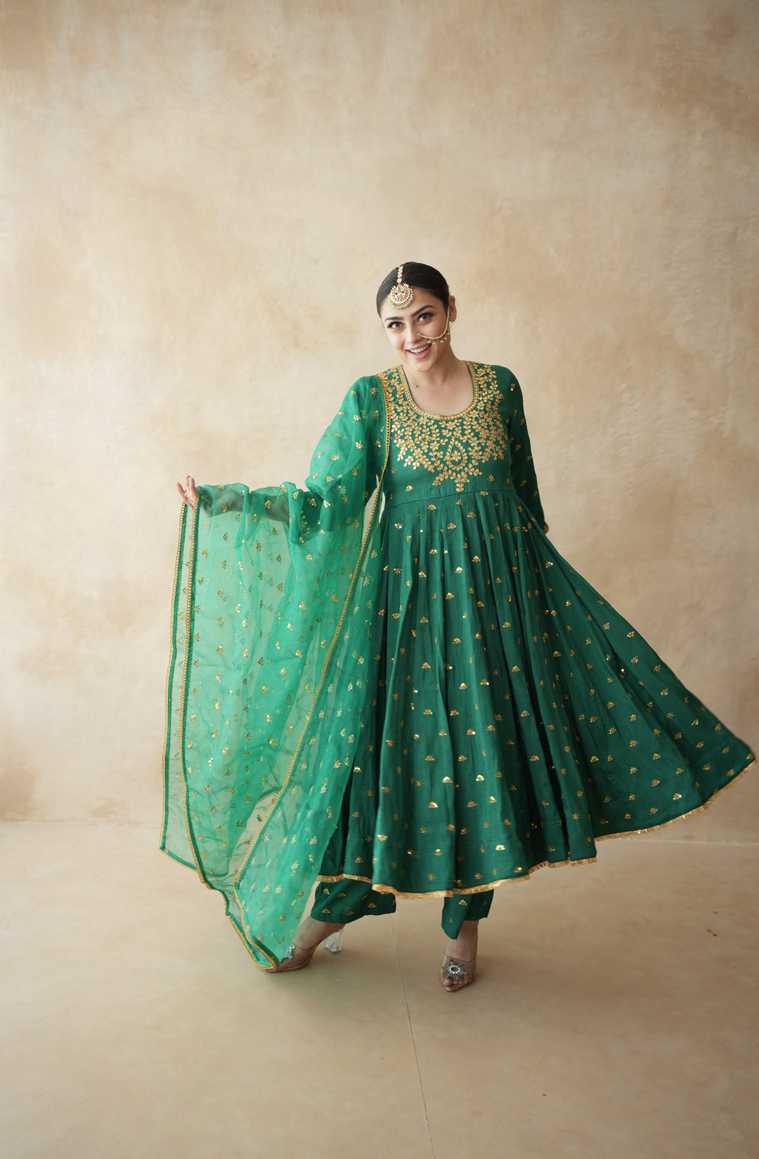 Sitara Green Aanarkali Set