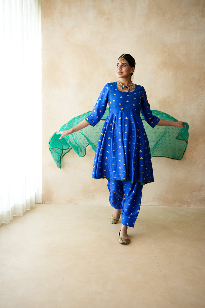 Riza Blue Anarkali Set
