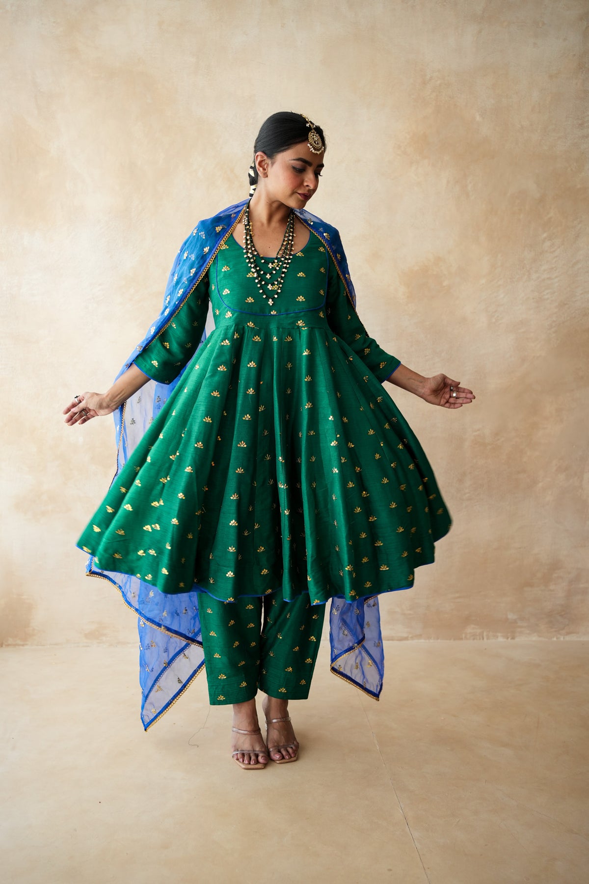 Riza Green Anarkali Set Gulabo Jaipur