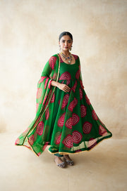 Arzu Green-Red Anarkali set 1