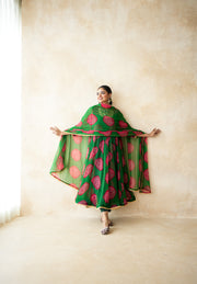 Arzu Green-Red Anarkali set 5