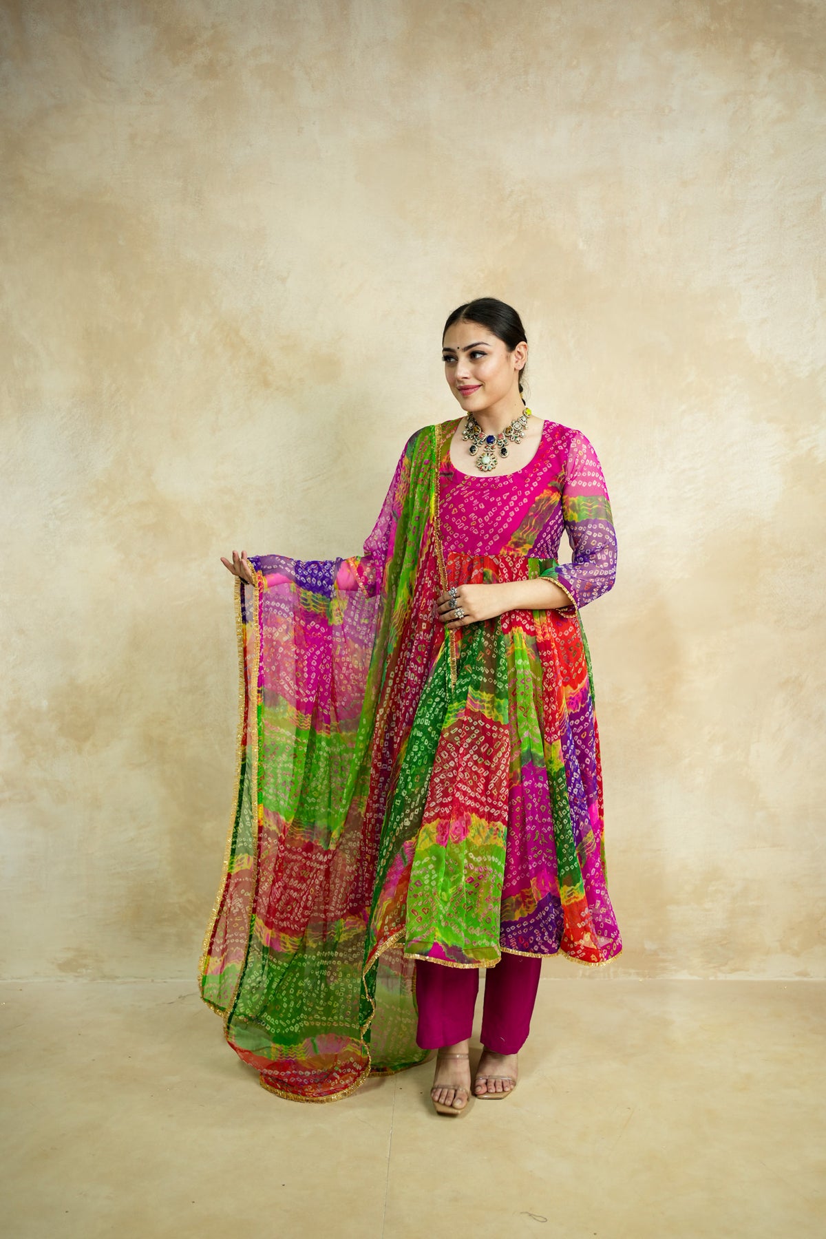 Arzu Pink Anarkali Set