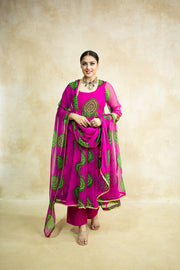 Arzu Pink-Green Anarkali Set 2