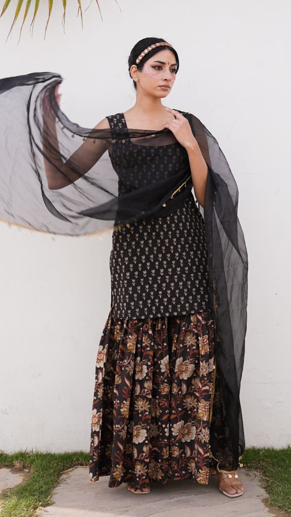 Samira Black Sharara Set