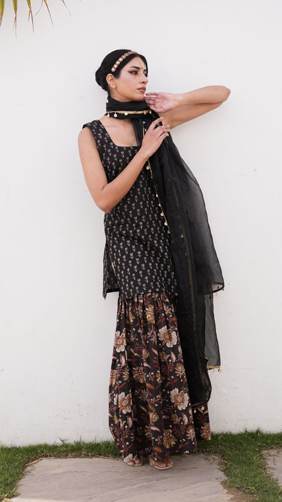 Samira Black Sharara Set