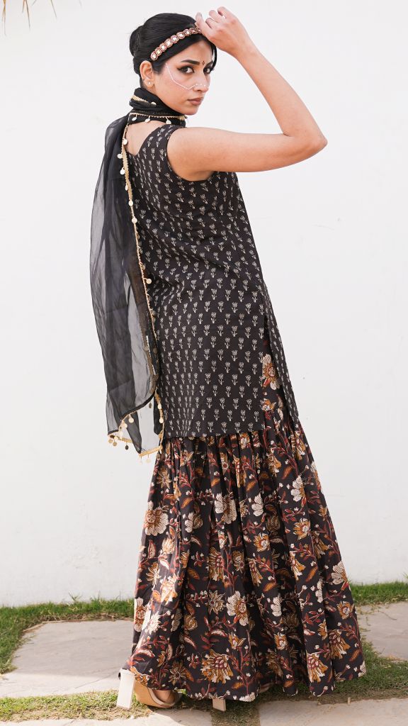 Samira Black Sharara Set Gulabo Jaipur