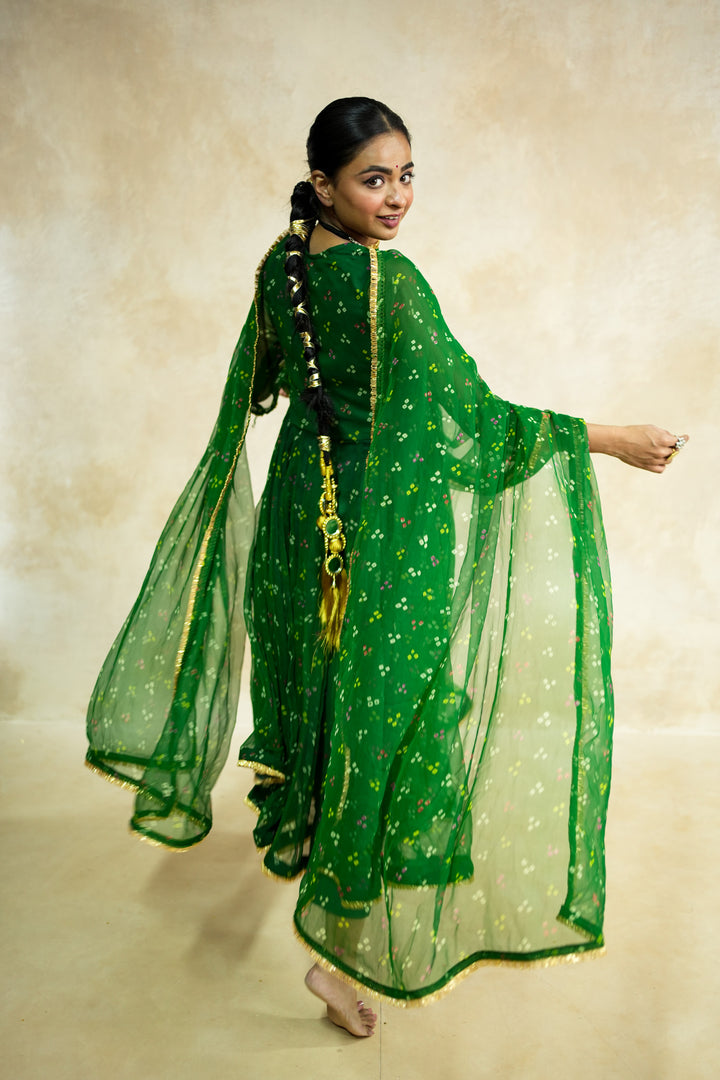 Arzu Green Anarkali Set