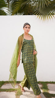 Gulrukh Green Jaal Straight Set Gulabo Jaipur