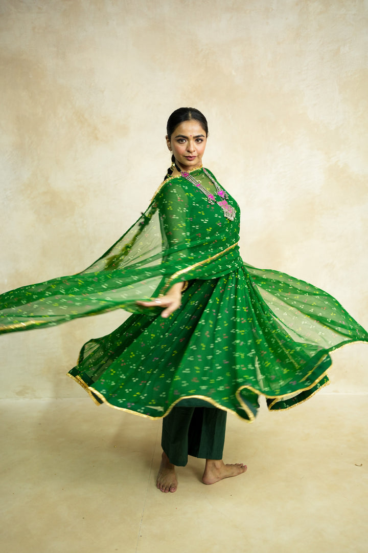 Arzu Green Anarkali Set