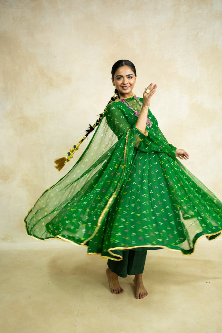 Arzu Green Anarkali Set