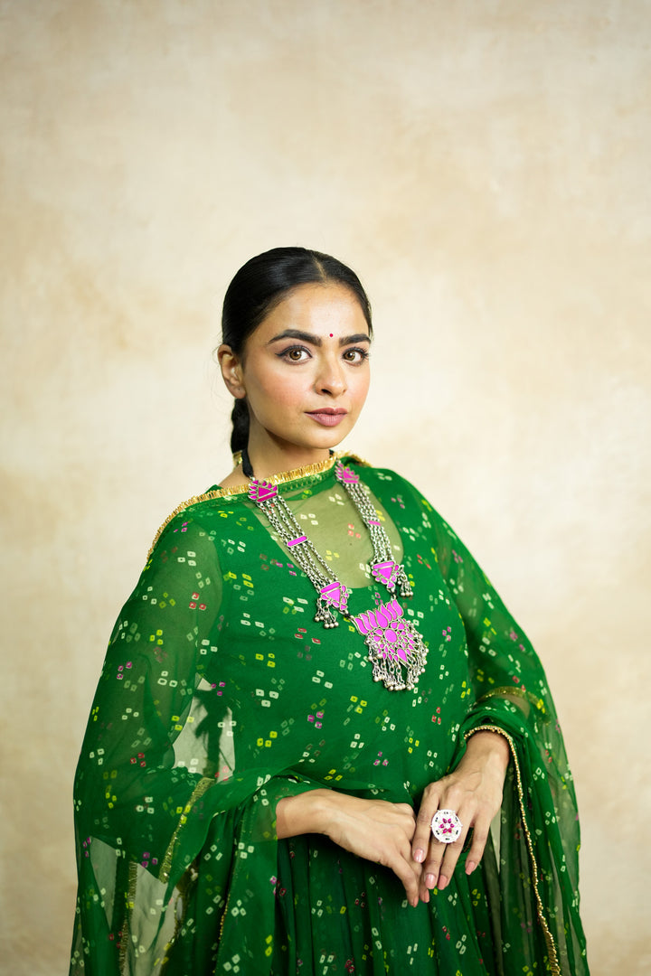 Arzu Green Anarkali Set