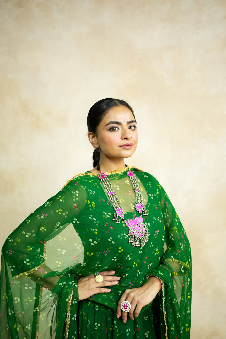 Arzu Green Anarkali Set